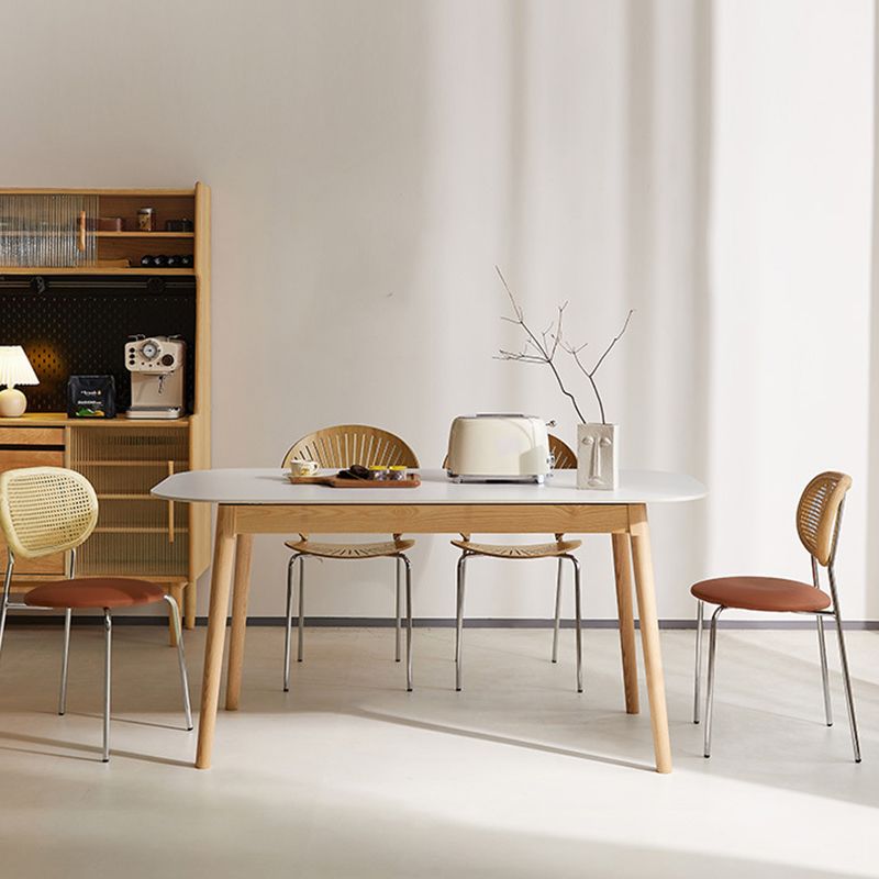 Modern Style Rectangle Table Sintered Stone Table with Wood Legs for Home