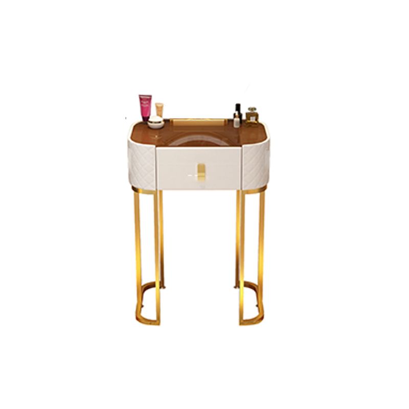 Glass Top Makeup Vanity Desk Bedroom Dressing Table Stool Set with Drawer