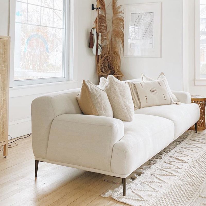 Contemporary Cushions Standard Recessed Arm Sofa for Living Room