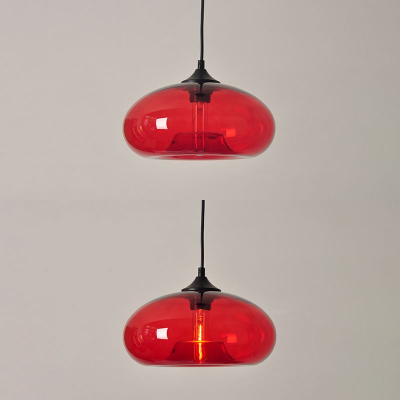 Moderne creatieve single hanging lamp smeedijzeren trommel hanglamp met glazen schaduw