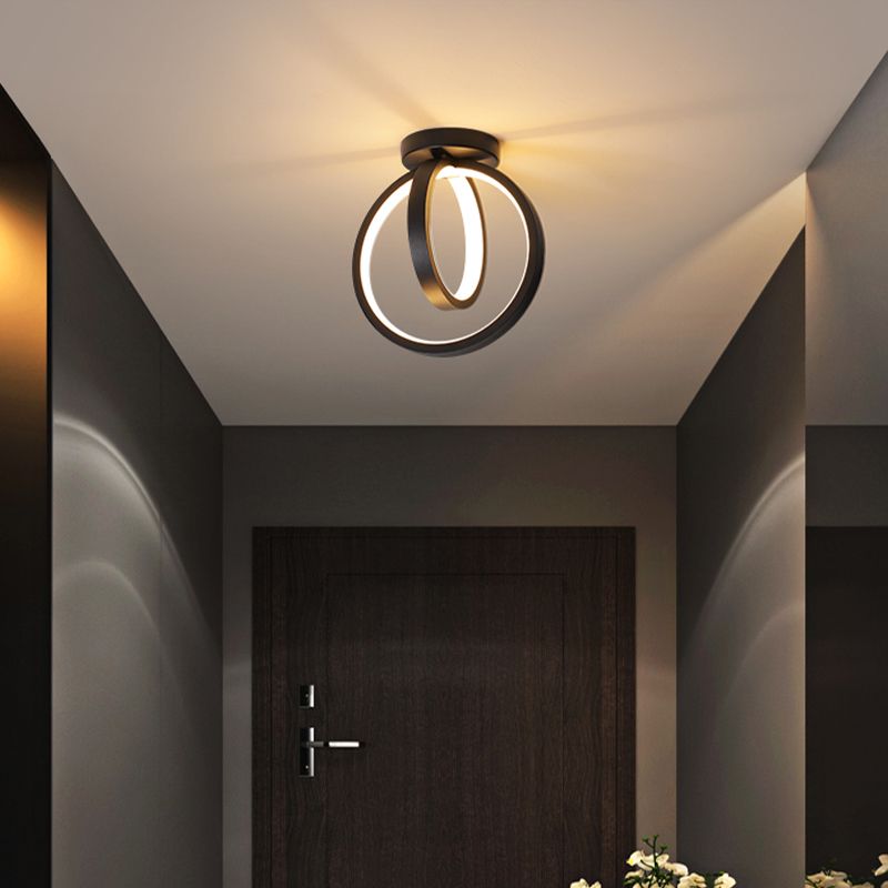 Circle Foyer-plafondinbouwlamp Metallic minimalistische LED-semi-inbouwverlichting