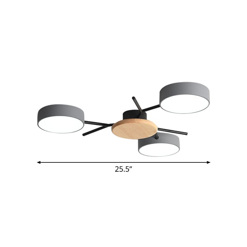 Branchlet Eisenoberflächen-Deckenleuchte, nordisches Grauholz, LED-Unterputzleuchte für Schlafzimmer, 25,5"/31" Breite