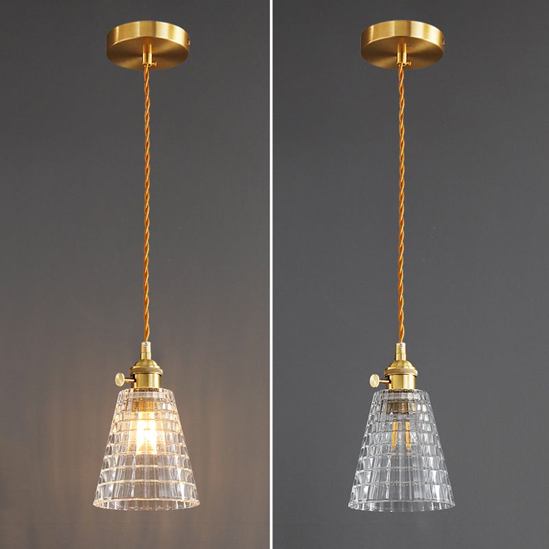 Glass Industrial Pendant Light 1-Light Hanging Ceiling Light for Bedroom
