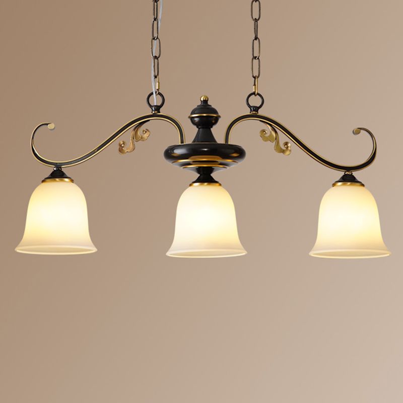 Industrial Pendant Lighting Bell Shape Glass 3 Light Island Ceiling Light