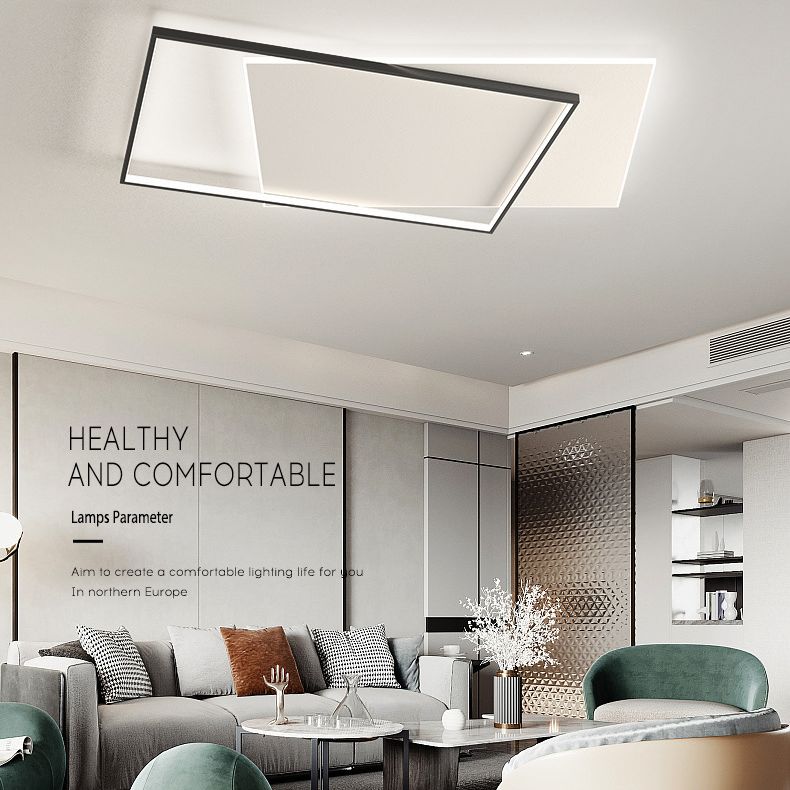 Plafonnier carré encastré moderne en acrylique pour chambre à coucher, luminaire LED encastré en noir et blanc