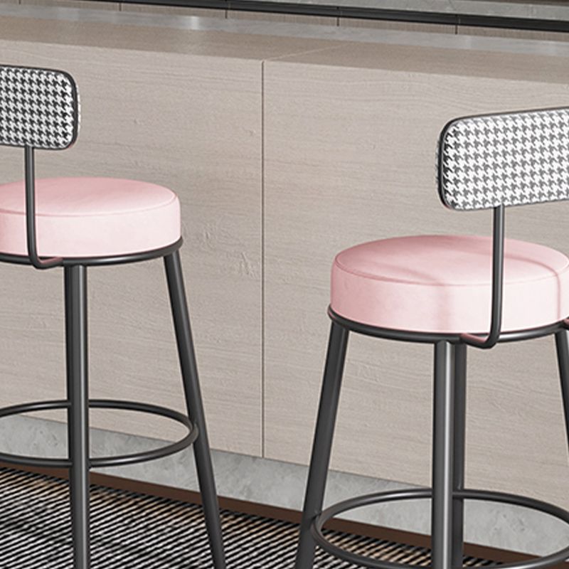 Contemporary Matte Finish Velvet Stool Milk Tea Shop Footrest Barstool