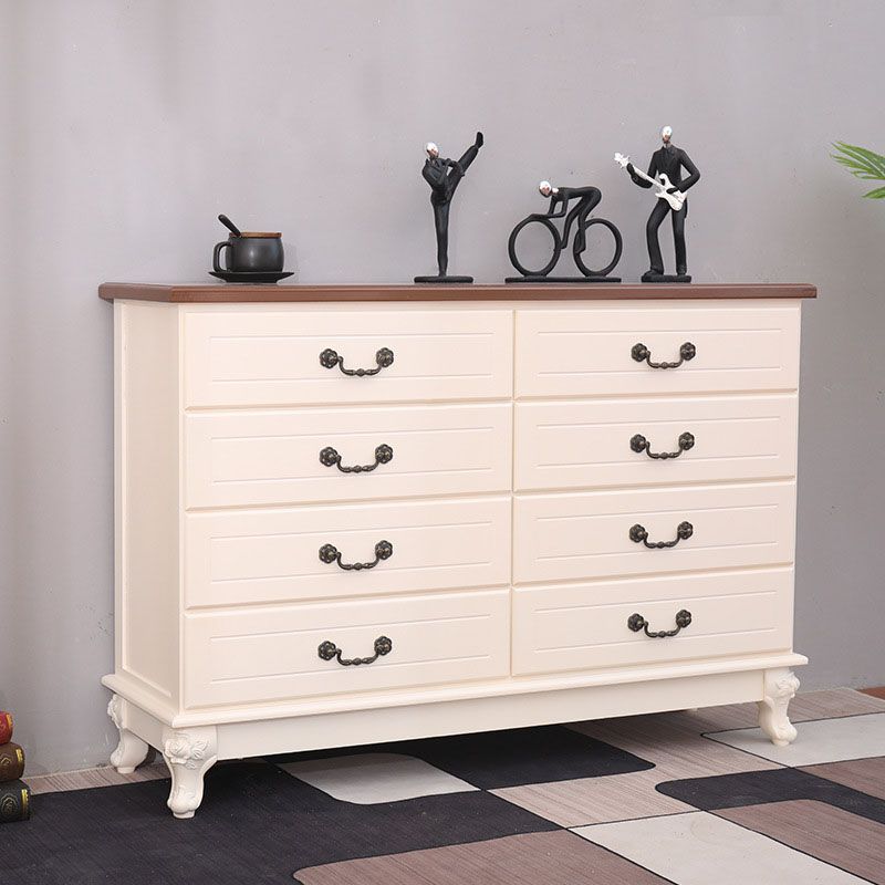 Modern Style White Wooden Chest Bedside Storage Chest with Multi Drawers