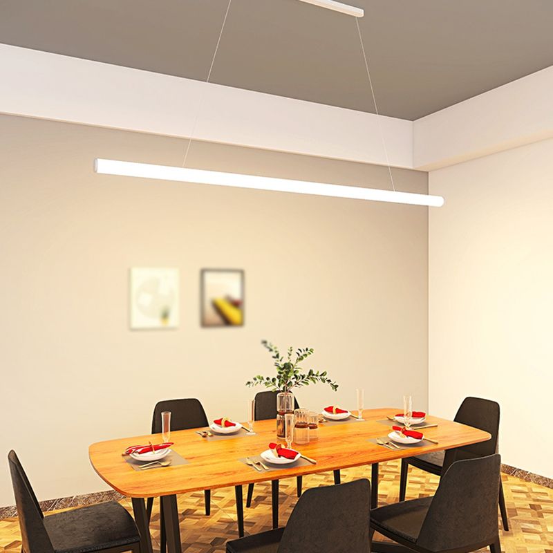 1 luminaire linéaire linéaire modernisme suspension à l'île métallique en blanc