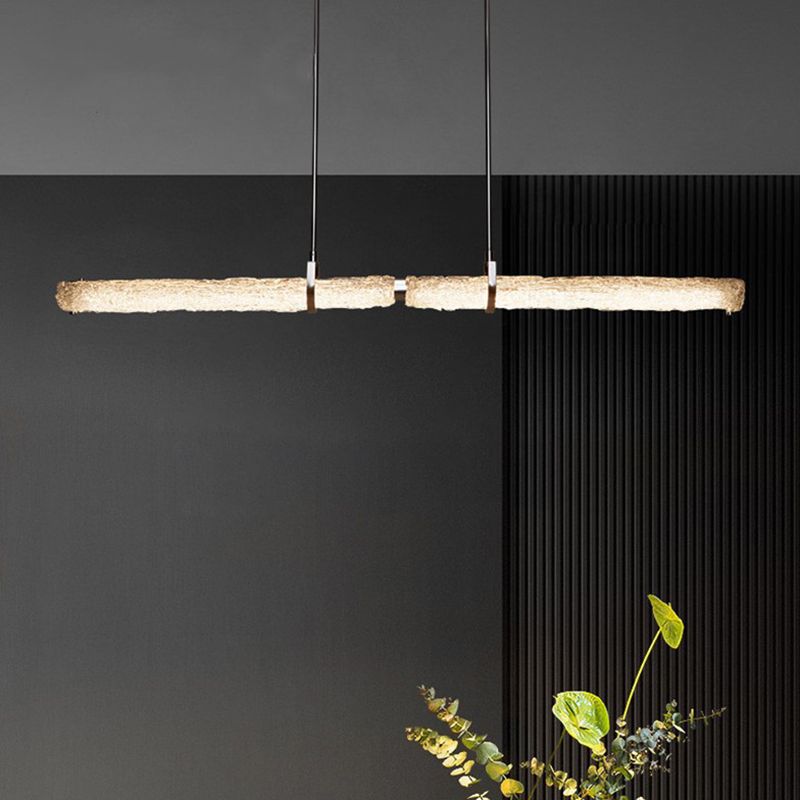 Light Luxury Glass Hanging Lamp Cylinder Shape Island Light Fixture for Dining Table