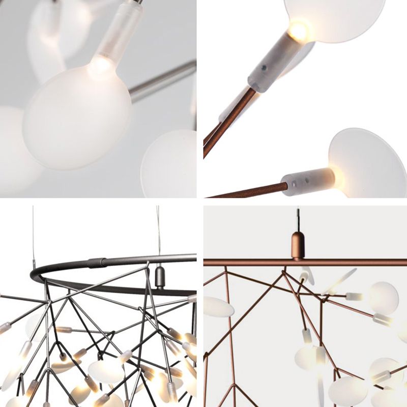 Glowworm Suspended Lighting Fixture Modern Multi-Head Hanging Pendant Lights with Acrylic Shade