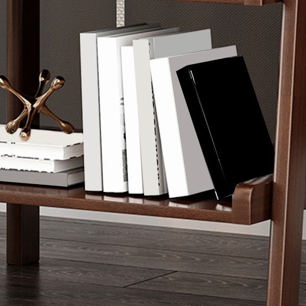 Modern Walnut Open Book Shelf Ladder Shelf Bookcase for Study Room