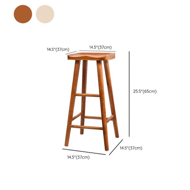 Industrial Solid Wood Counter Stool Saddle Seat Backless Bar Stool