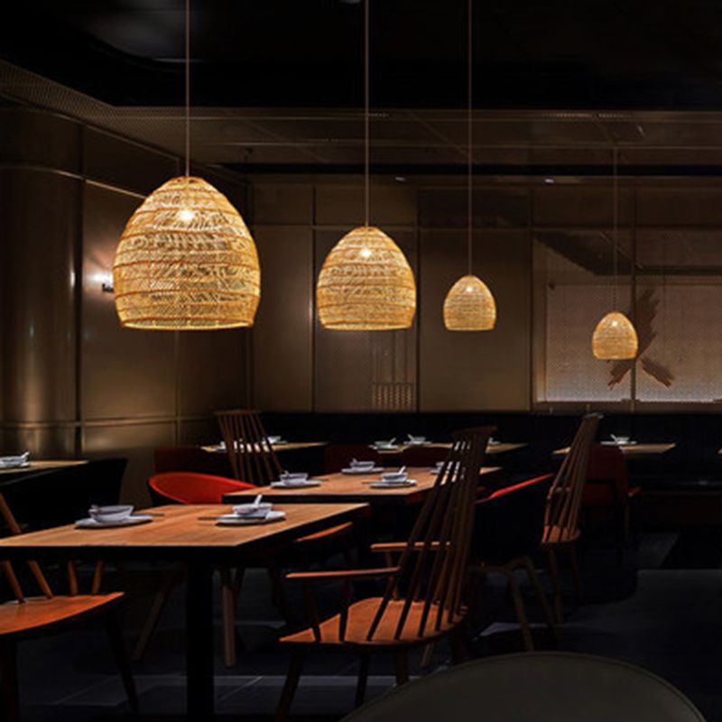Bambuslänglichkeit Kuppel Anhänger Beleuchtung Asia Style Beige hängende Leuchte