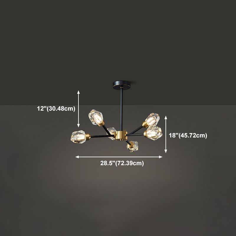 Moderne stijl sputnik kroonluchter verlichting kristal kroonluchter in zwart