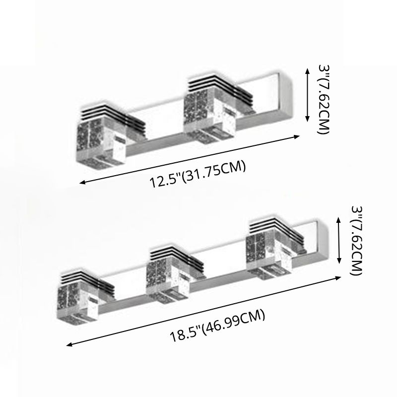 Square Vanity Sconce Lights Modern Minimalist Style Crystal Vanity Light