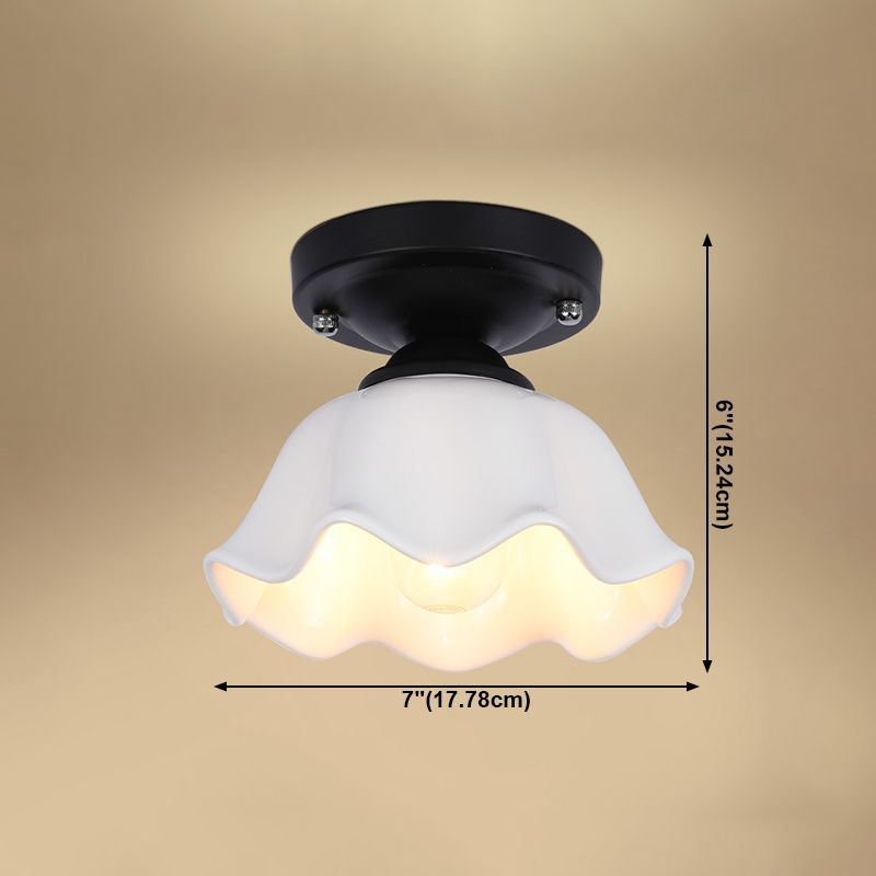 Éclairage de plafond classique de salle à manger de lumière de bâti de plafond en verre à tête unique