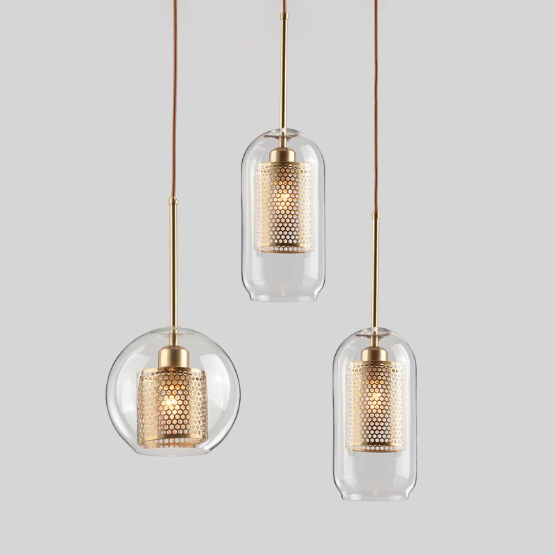 Moderner Stil Anhänger Beleuchtung Einfach 1 Kopf transparentes Glashänge Deckenleuchte für Cafe Shop
