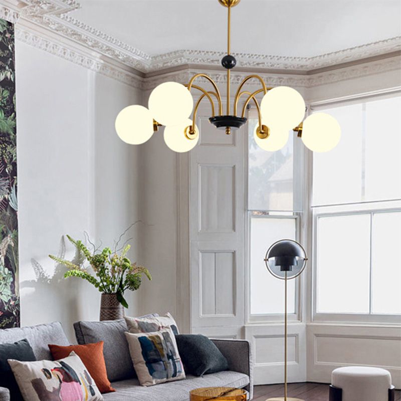 Milk Globe White Globo de estilo moderno Múltiples luces Multi-luz Simplicidad de metal Simplicidad para sala de estar