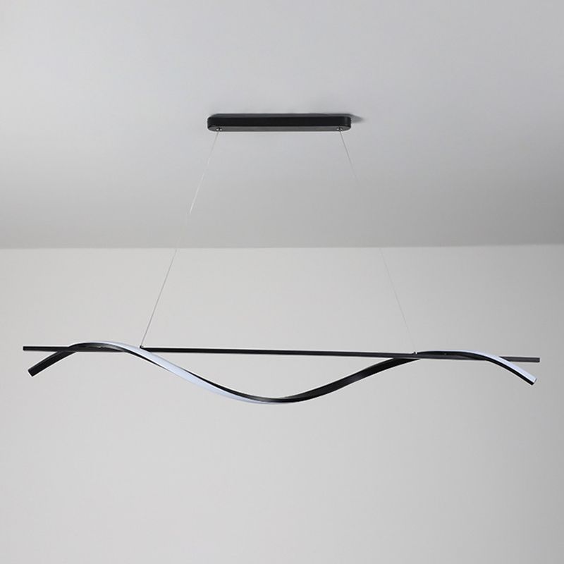 Strip Shape Island Lamp Modern Island Hanging Lamp with Silica Gel Shade for Dining Room