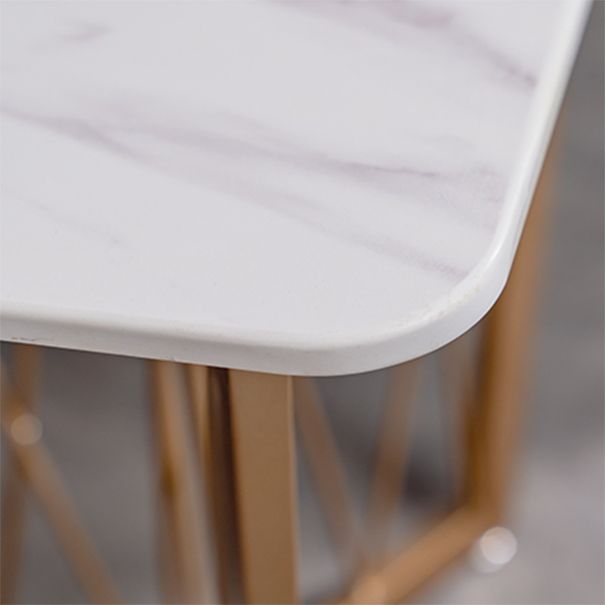 Glam Marble Top Dinette Set 1/2/5/6/7 Pieces White Rectangle Dining Table Set