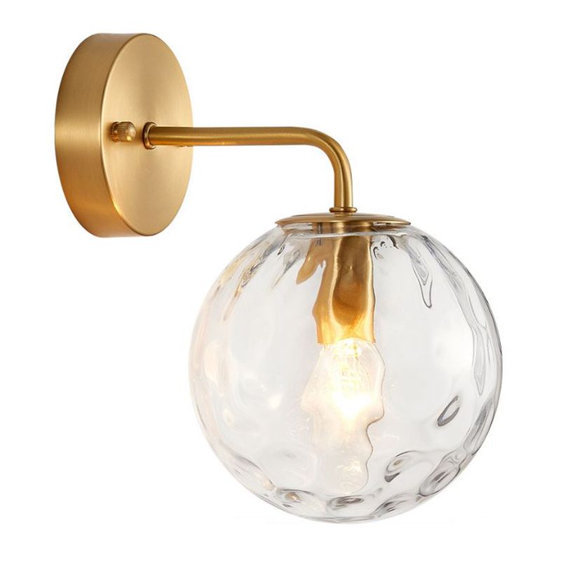 Glass Globe Sconce Light Modern 1-Light Sconce Light Fixture in Gold