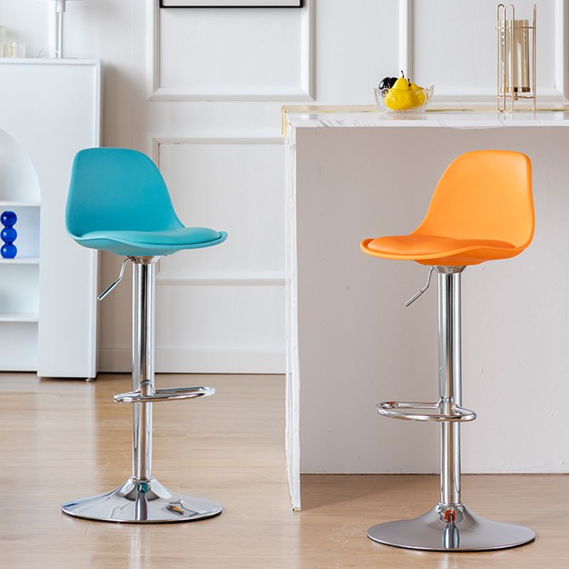 Scandinavian Adjustable Height Counter Stools Metal Leather Swivel Low Back Bar Stools