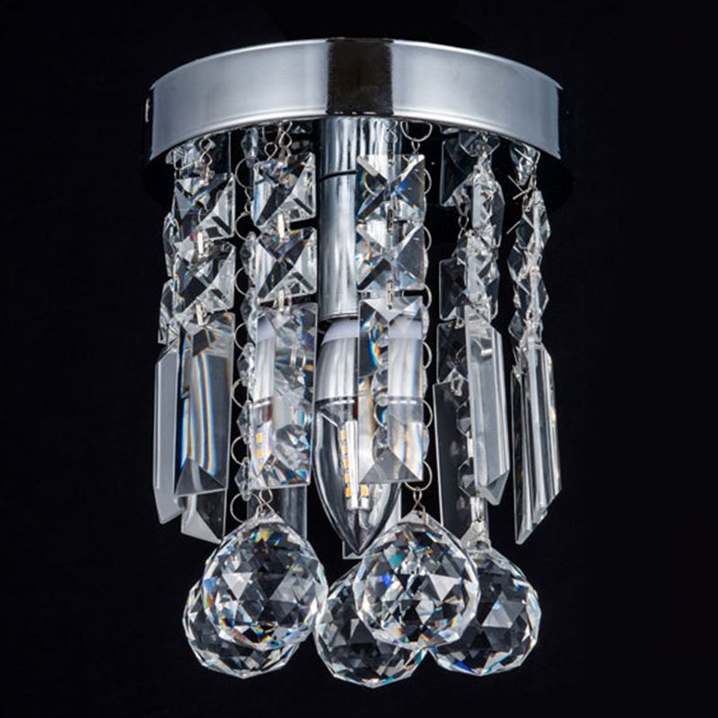 Teardrop Close to Ceiling Lighting Modern Style Crystal Chrome Ceiling Light Fixture