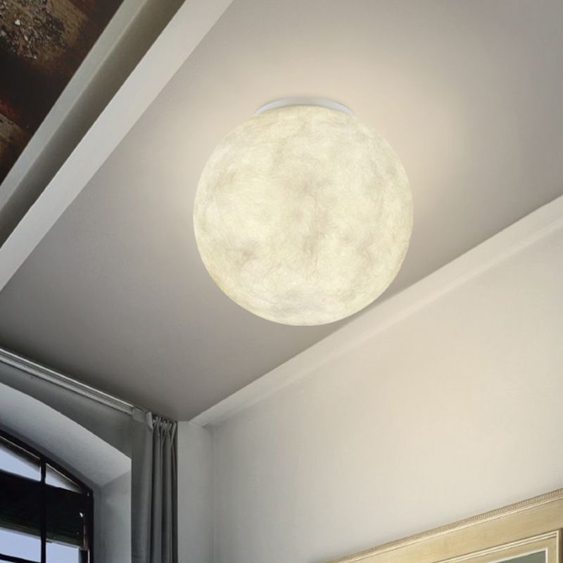 Lampe encastrée en verre, boule de lune, plafonnier moderne à 1 lumière blanche, luminaire pour balcon