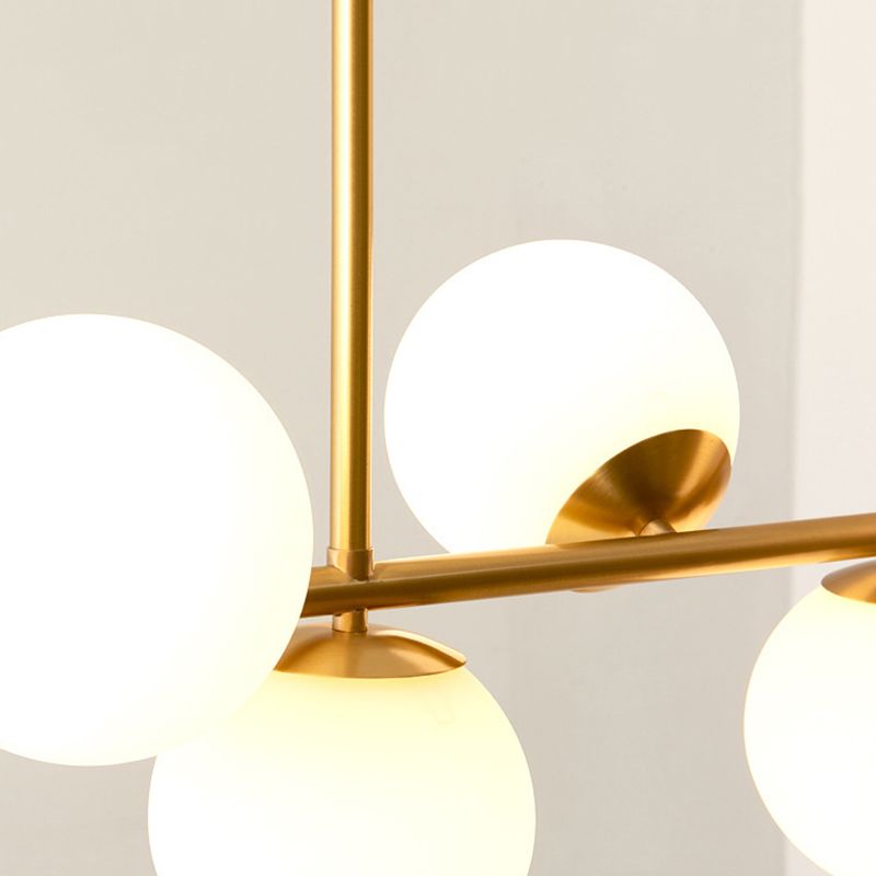 Brass 7-Light Island Light in Modern Luxury Style Copper Globe Pendant Light for Dining Room
