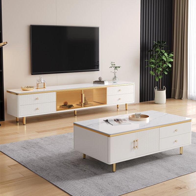 Slate Nesting Coffee Table Set Glam Coffee Table Set with Storage