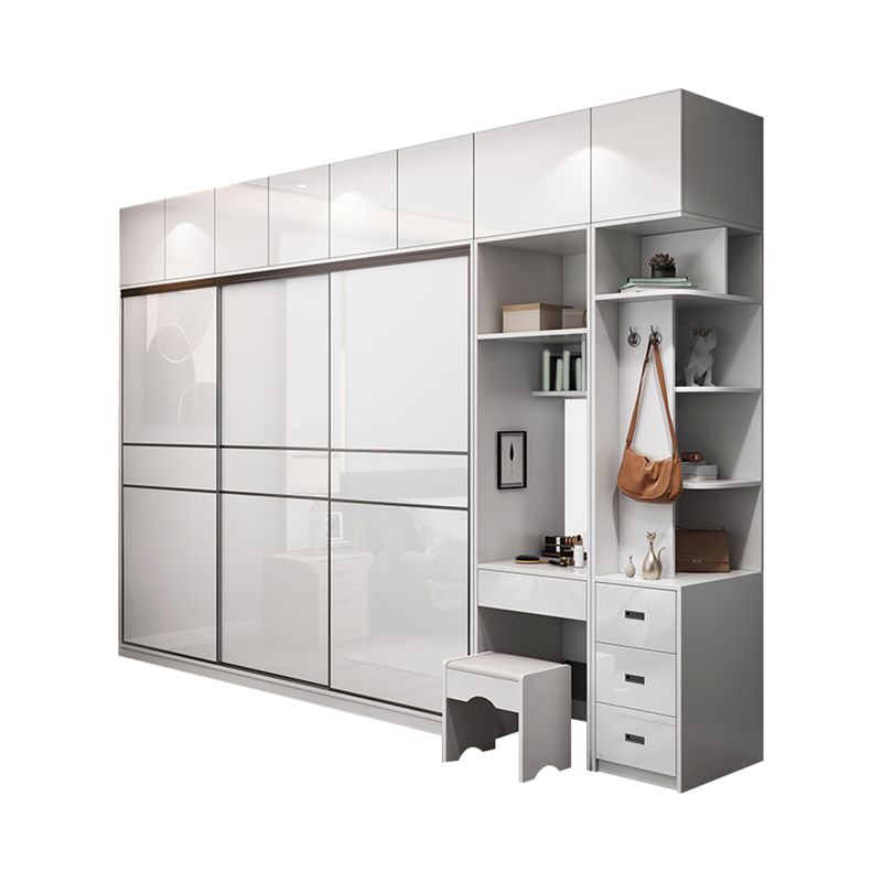 Engineered Wood White Wardrobe Cabinet Modern Wardrobe Closet