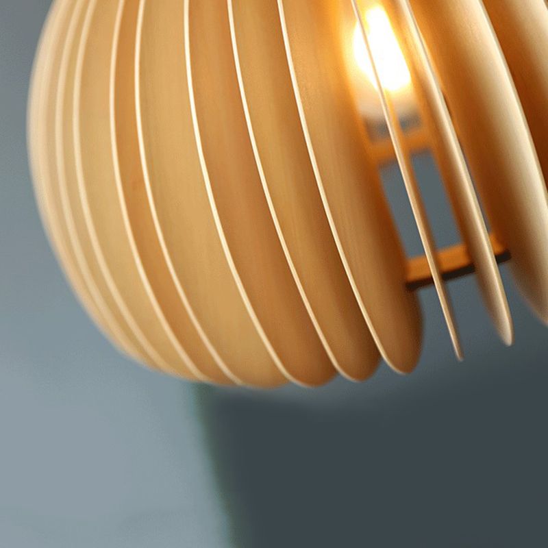 Pumpkin suspendue plafonnier simple bois beige pendant suspendu pour salle à manger
