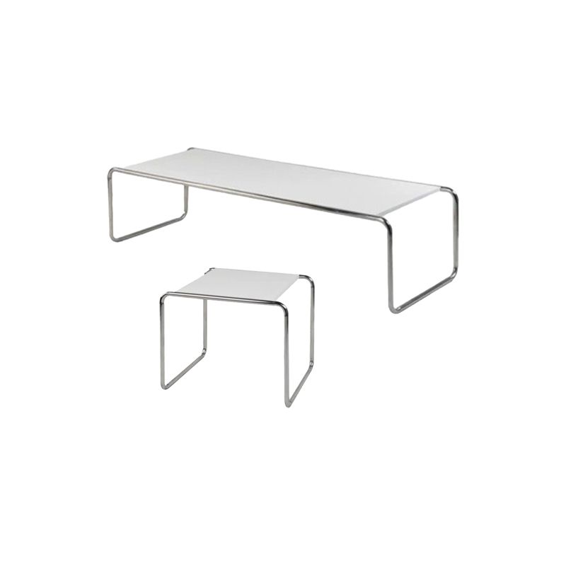 Contemporary Rectangle Solid Wood Coffee Table with Steel Sled Base