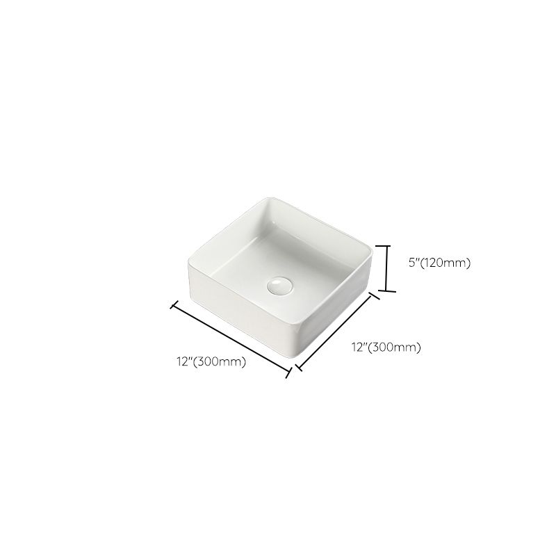 Bathroom Sink Ceramic White Square Black Faucet Bathroom Sink