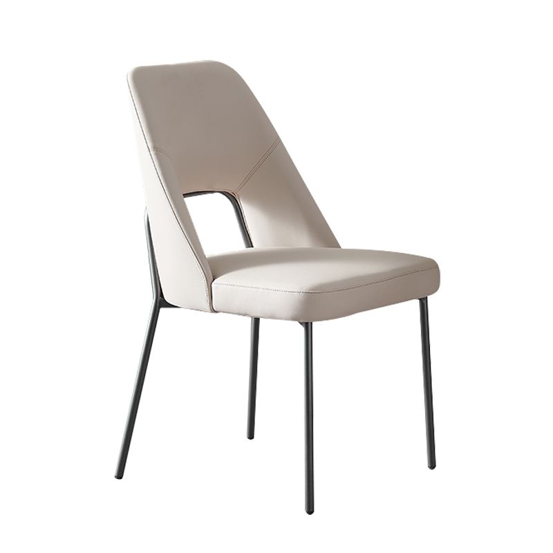 Open Back Side Chair for Home Faux Leather Modern Dining Chair with Black Legs