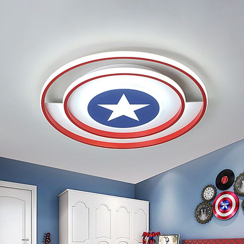 16"/19.5" W LED Boys Bedroom Flushmount Kids Red and Blue Ceiling Flush Mount Light with Circular Acrylic Shade