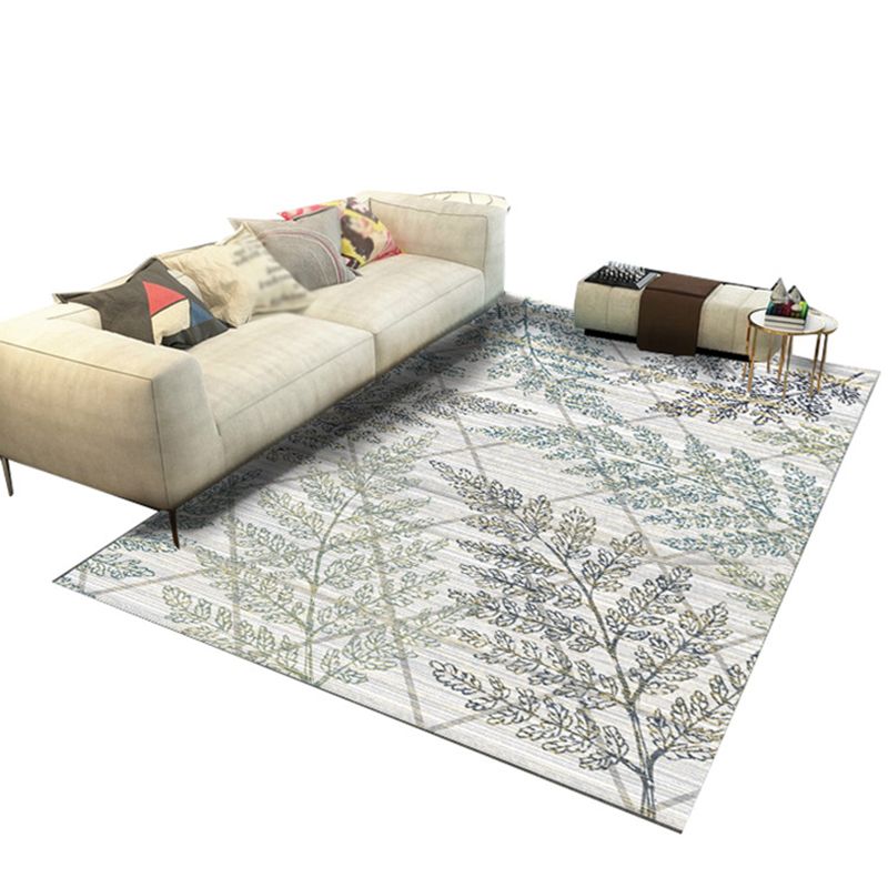 Decorative Leaves Pattern Rug Modern Simplicity Carpet Polyester Washable Carpet for Living Room