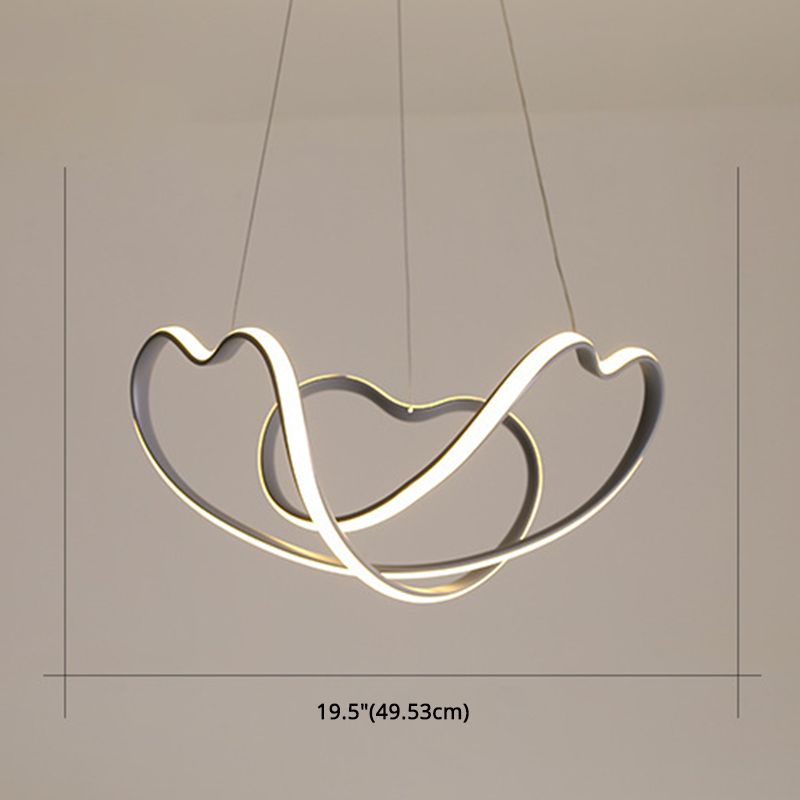 Grey Line Chandelier Lamp Simplicity Metal LED Strip Pendant Light for Dining Room