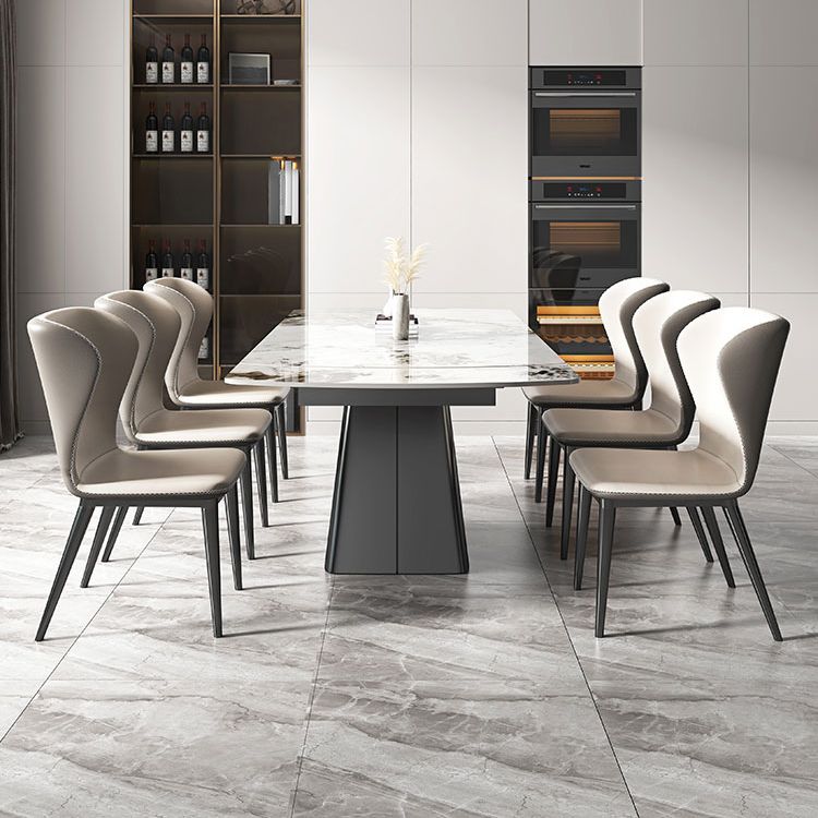 1/4/5/7 Pieces Dining Set Modern Sintered Stone Dining Table and Leather Chairs Dining Set