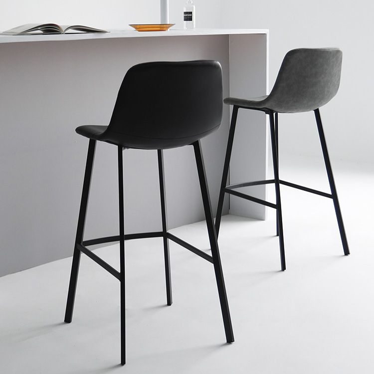Modern Armless Bar Stool PU Leather Low Back Stools with Metal Frame