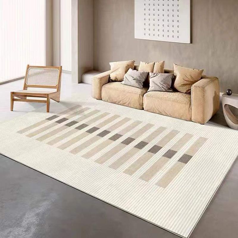 Modern Geometric Print Rug Apricot Polyester Area Carpet Non-Slip Backing Rug for Drawing Room