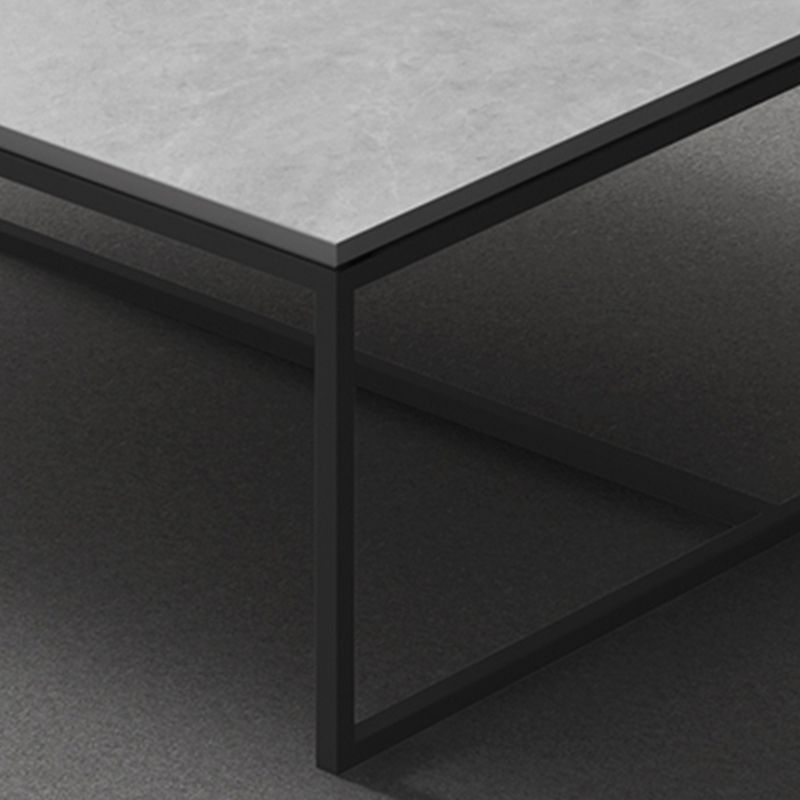 Glam 16.5" H Rectangle Slate Coffee Table Iron Trestle Cocktail Table