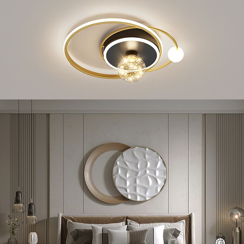 Luz de techo empotrada geométrica negra y dorada, luz empotrada LED estrellada de vidrio transparente modernista