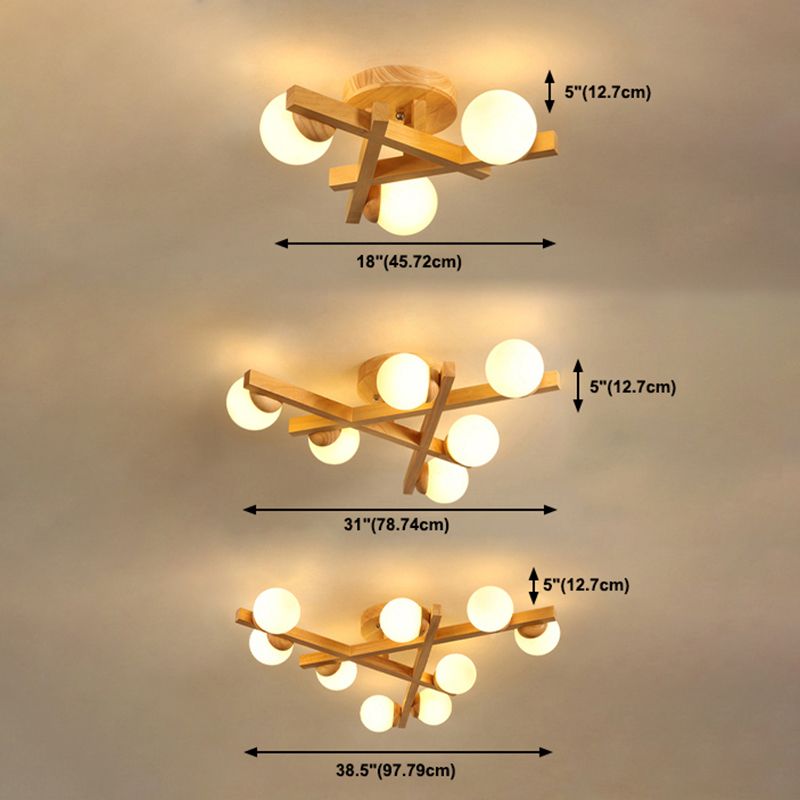 Madera Global Semi Flush Lighture Fixture Modern Style Wooden Semi Flush Mount Lighture