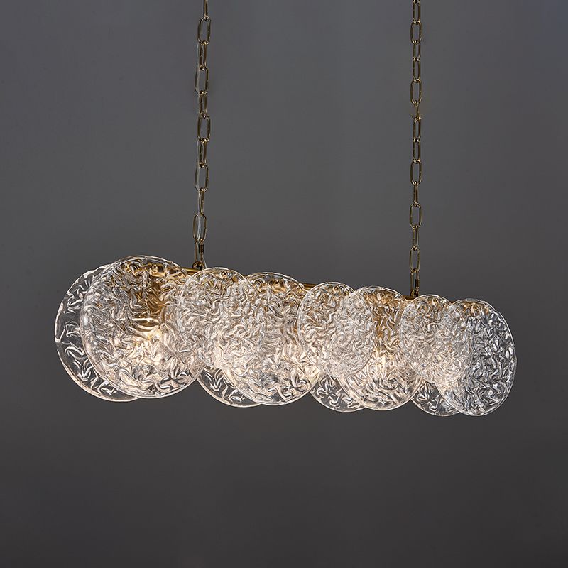 Lampada il lampadario in vetro lineare dell'illuminazione dell'isola moderna in bronzo per sala da pranzo