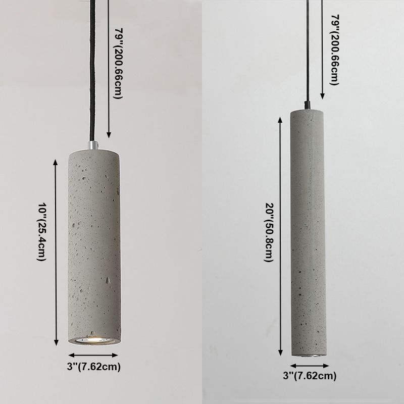 Graue zylindrische LED -Pendelleuchte im modernen künstlerischen Zementlampe für Esszimmer