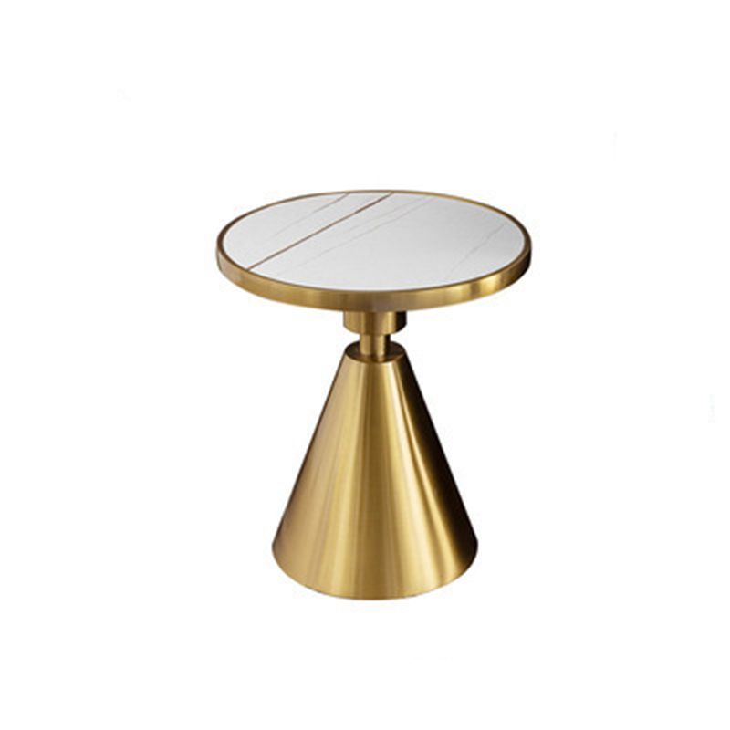 Glam Glossy Marble/Stone Top End Table Stainless Steel Pedestal Sofa Side Table