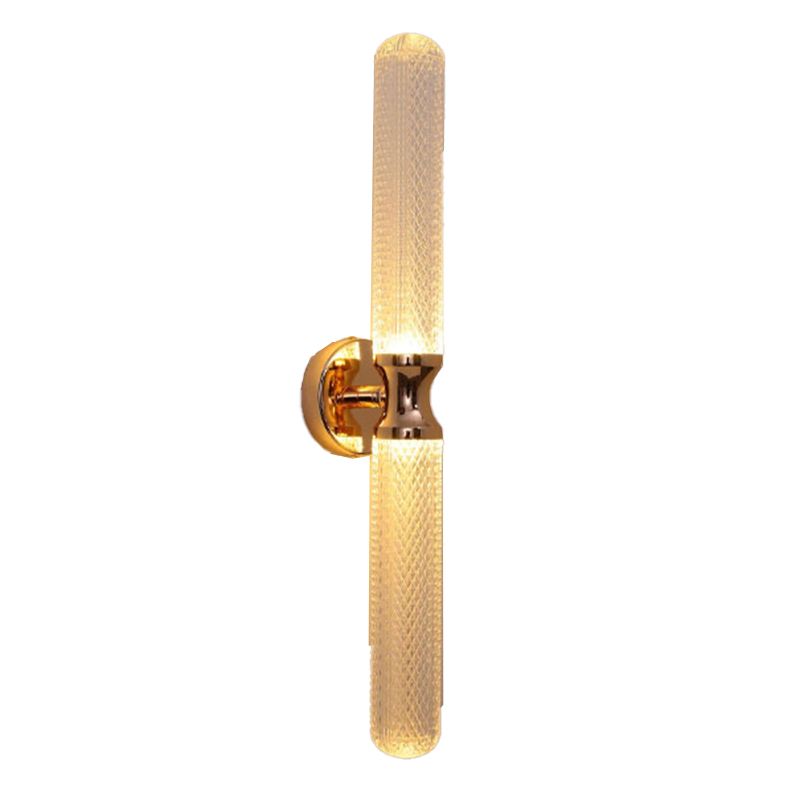 Black / Gold 1 - Light Wall Light Solid Brass and Acrylic Cylinder Wall Fixture