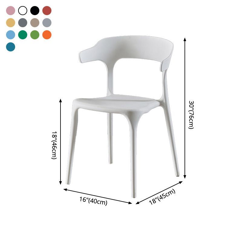 Sillas de comedor de plástico sin brazos, sillas auxiliares de comedor apilables escandinavas (juego de 4)