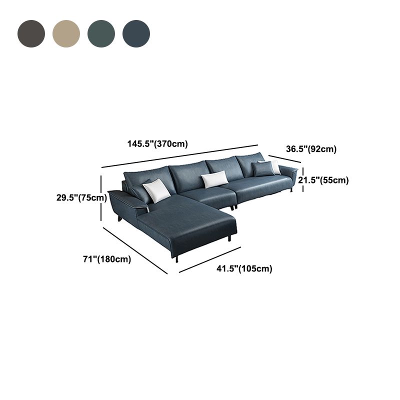 Modern 4 Pillows Back Sectional with Pillow Top Arms for Living Room